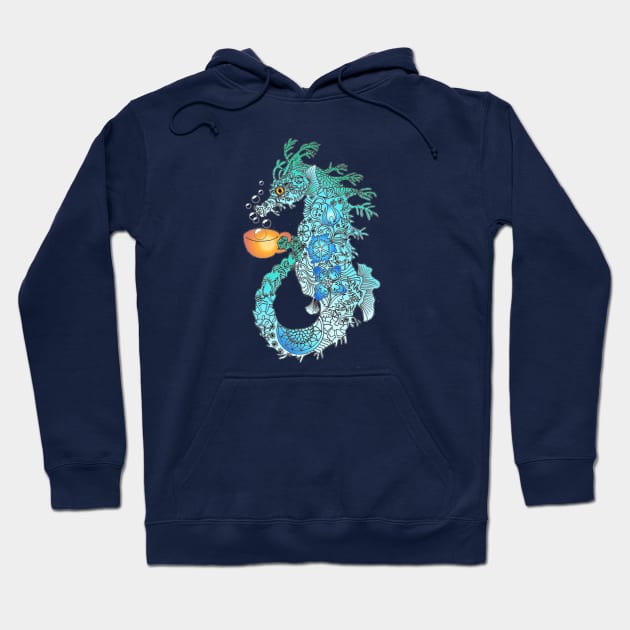 Sea Horse Turquoise Hoodie by Bubba C.